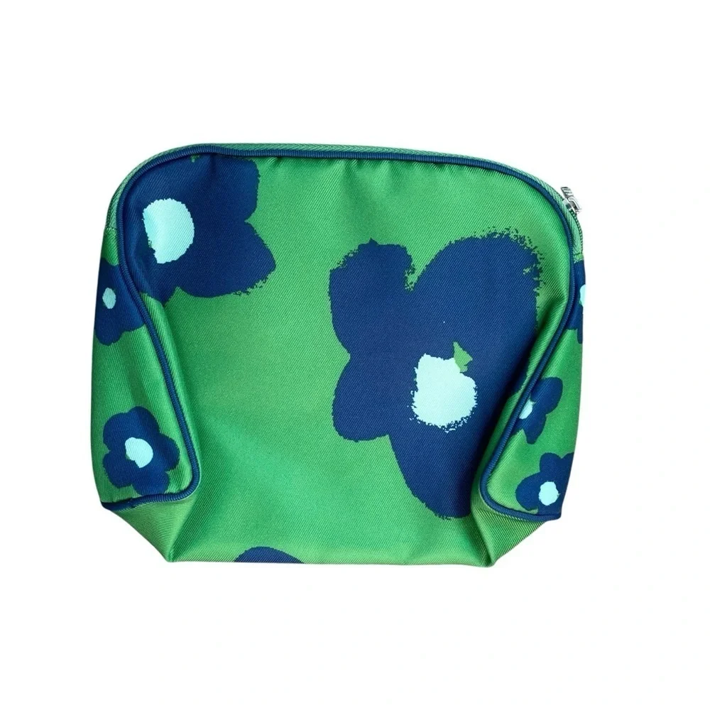 Clinique x Kate Spade Blue and Green Floral Small Cosmetic Makeup Bag